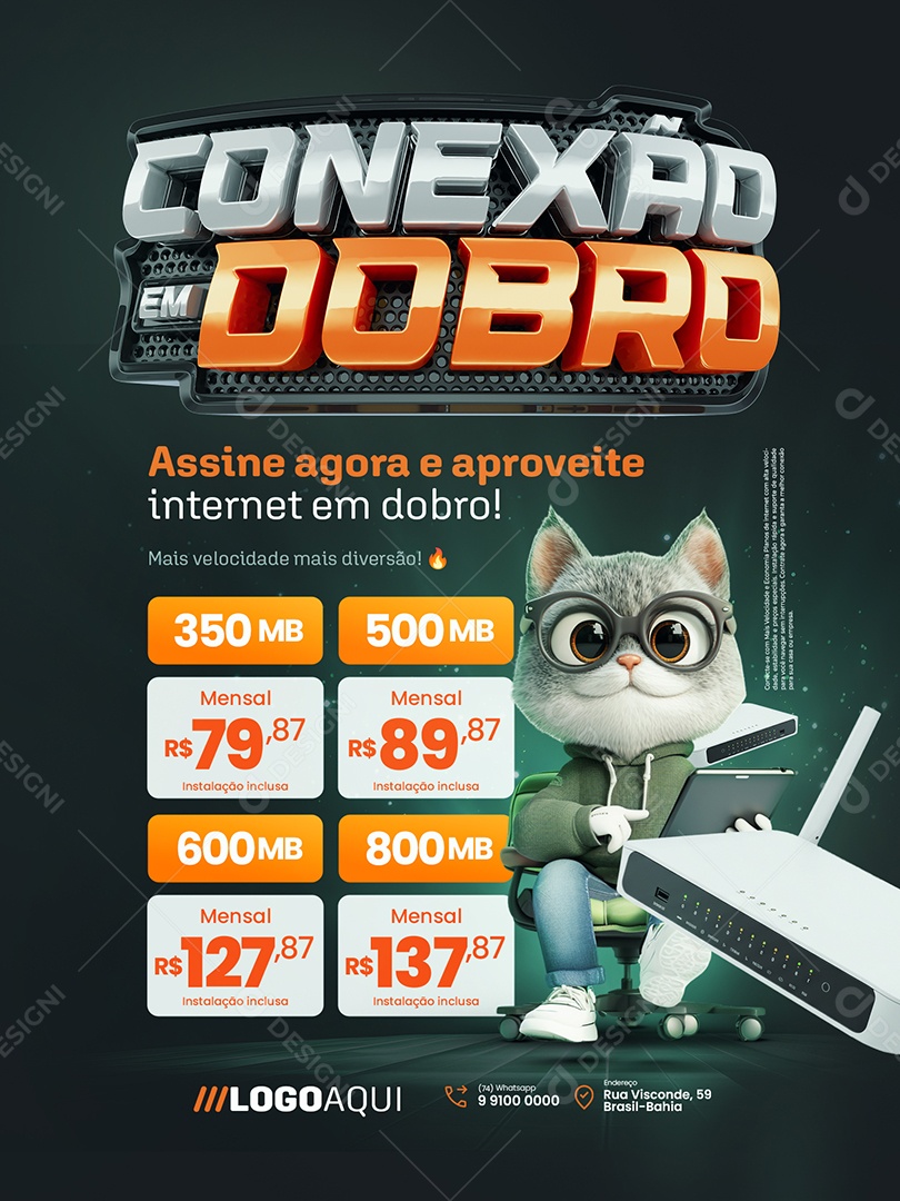 Conexão em Dobro Internet Encarte Assine Agora Social Media PSD Editável