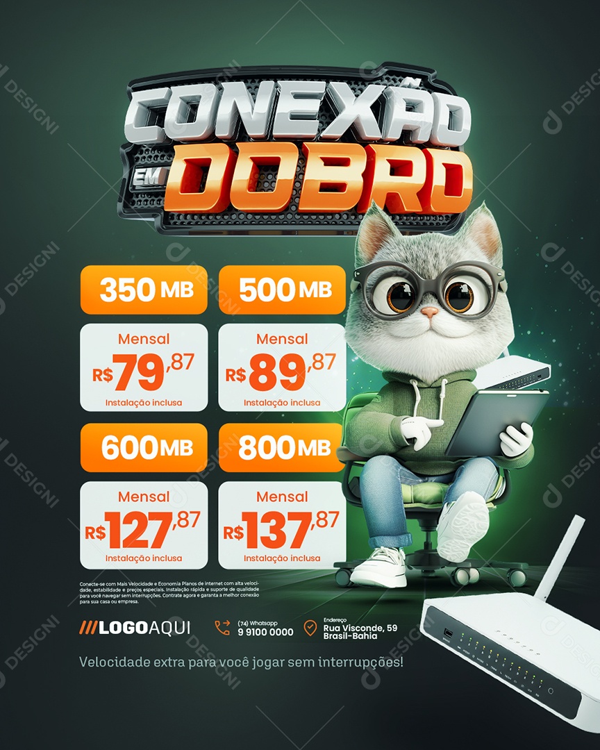 Conexão em Dobro Internet Planos Mensal Social Media PSD Editável