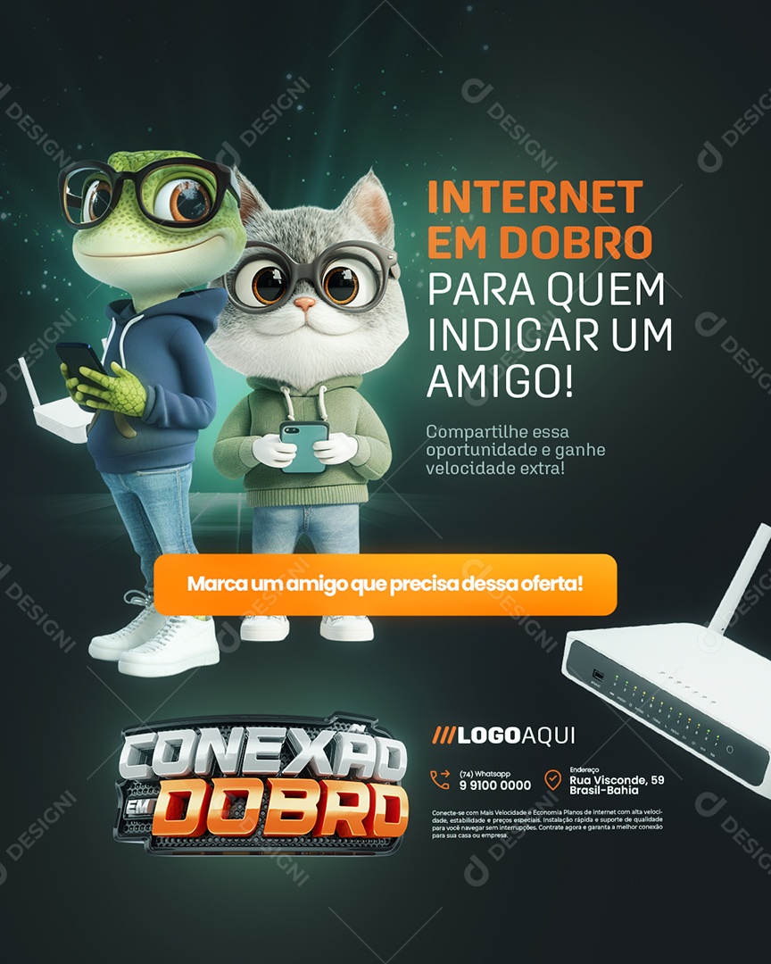 Conexão em Dobro Internet Social Media PSD Editável