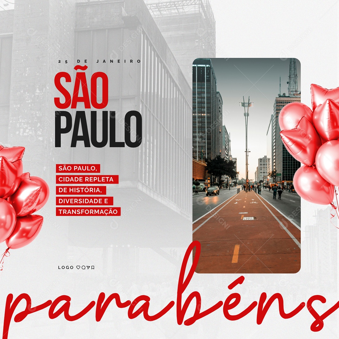 Parabéns São Paulo Cidade Repleta de História Social Media PSD Editável