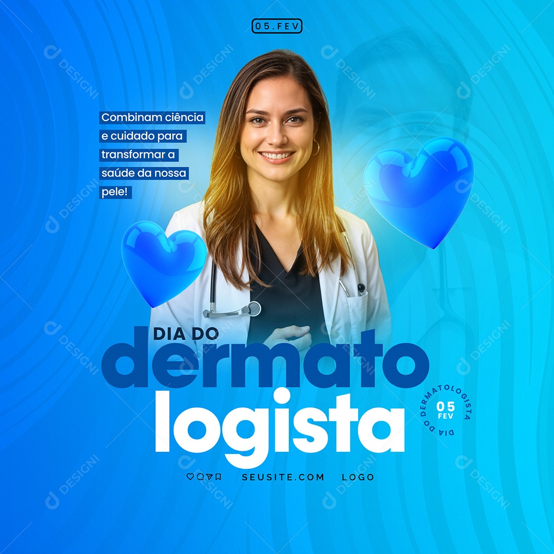 Feed Feliz Dia do Dermatologista 05 de Fevereiro Social Media PSD Editável