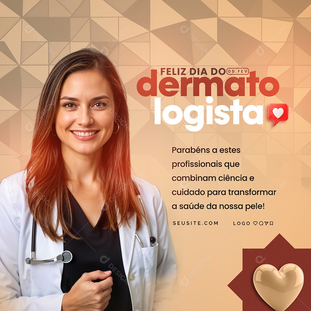 Feed Feliz Dia do Dermatologista 05 de Fevereiro Social Media PSD Editável