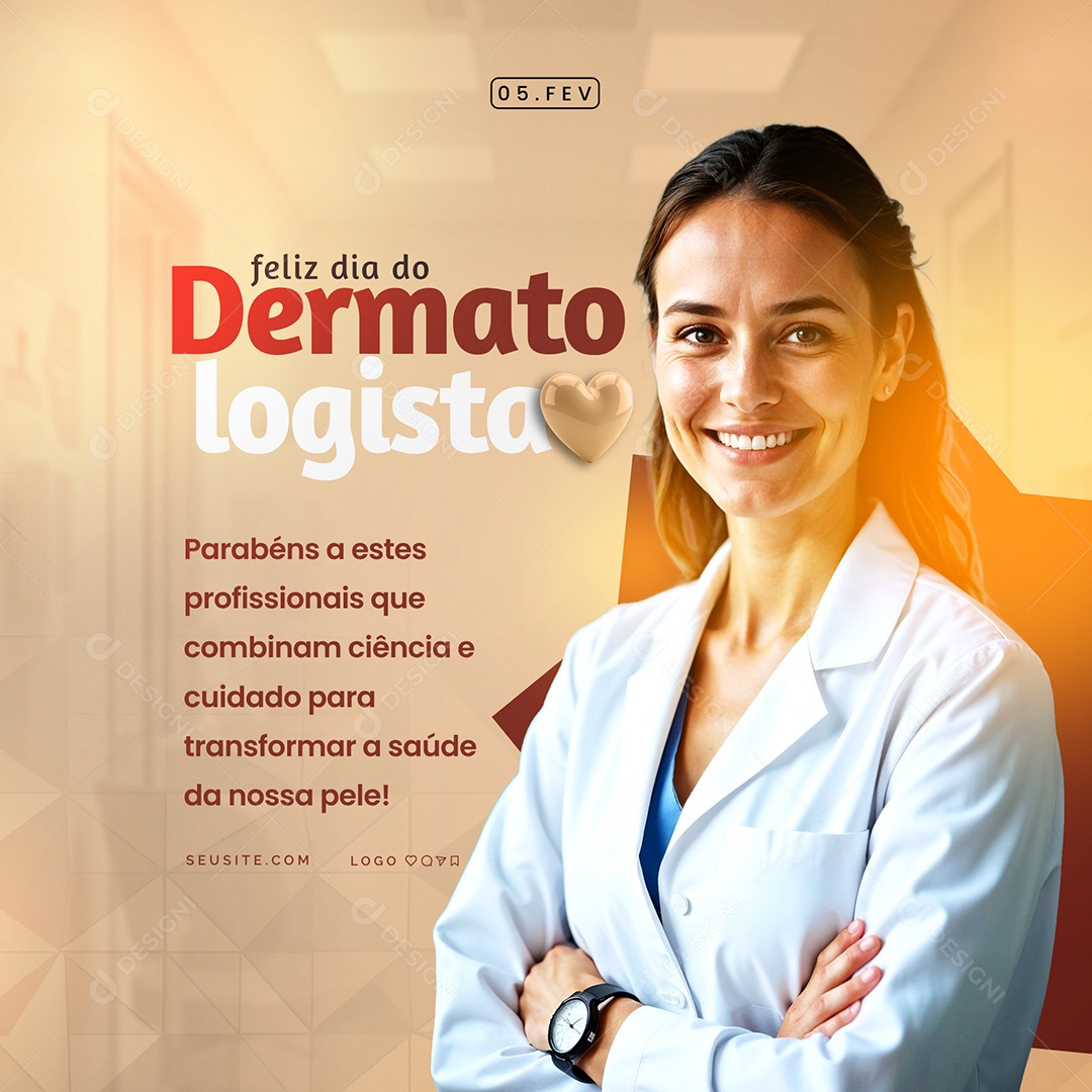 Feed Feliz Dia do Dermatologista 05 de Fevereiro Social Media PSD Editável