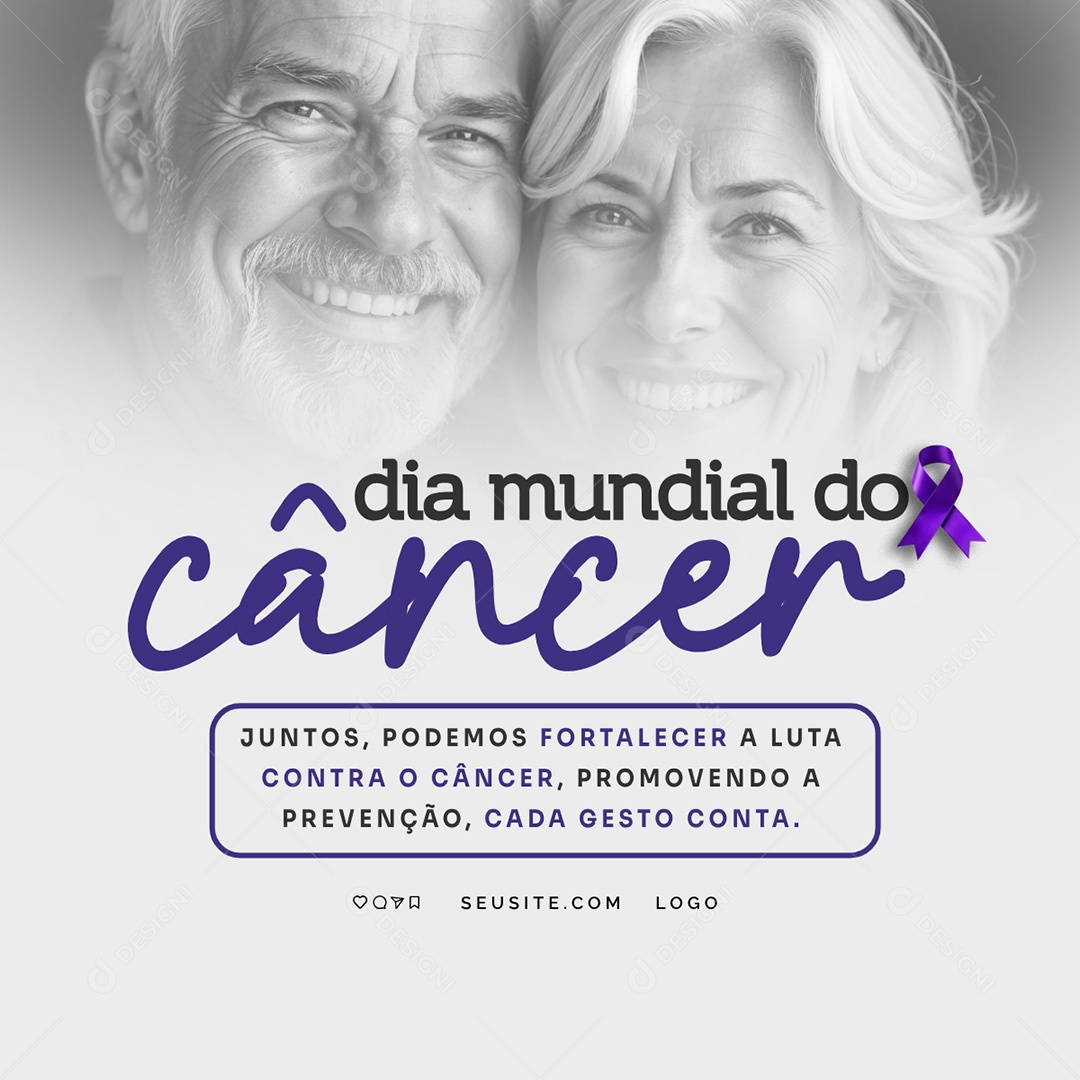 Feed Dia Mundial do Câncer Cada Gesto Conta Social Media PSD Editável