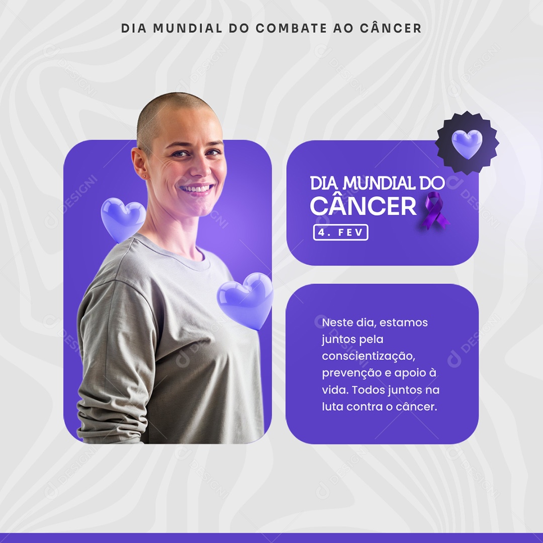 Dia Mundial do Câncer 4 de Fevereiro Social Media PSD Editável