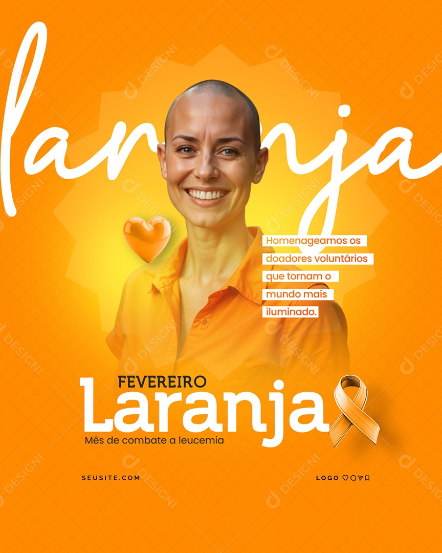 Fevereiro Laranja Mês do Combate a Leucemia Social Media PSD Editável