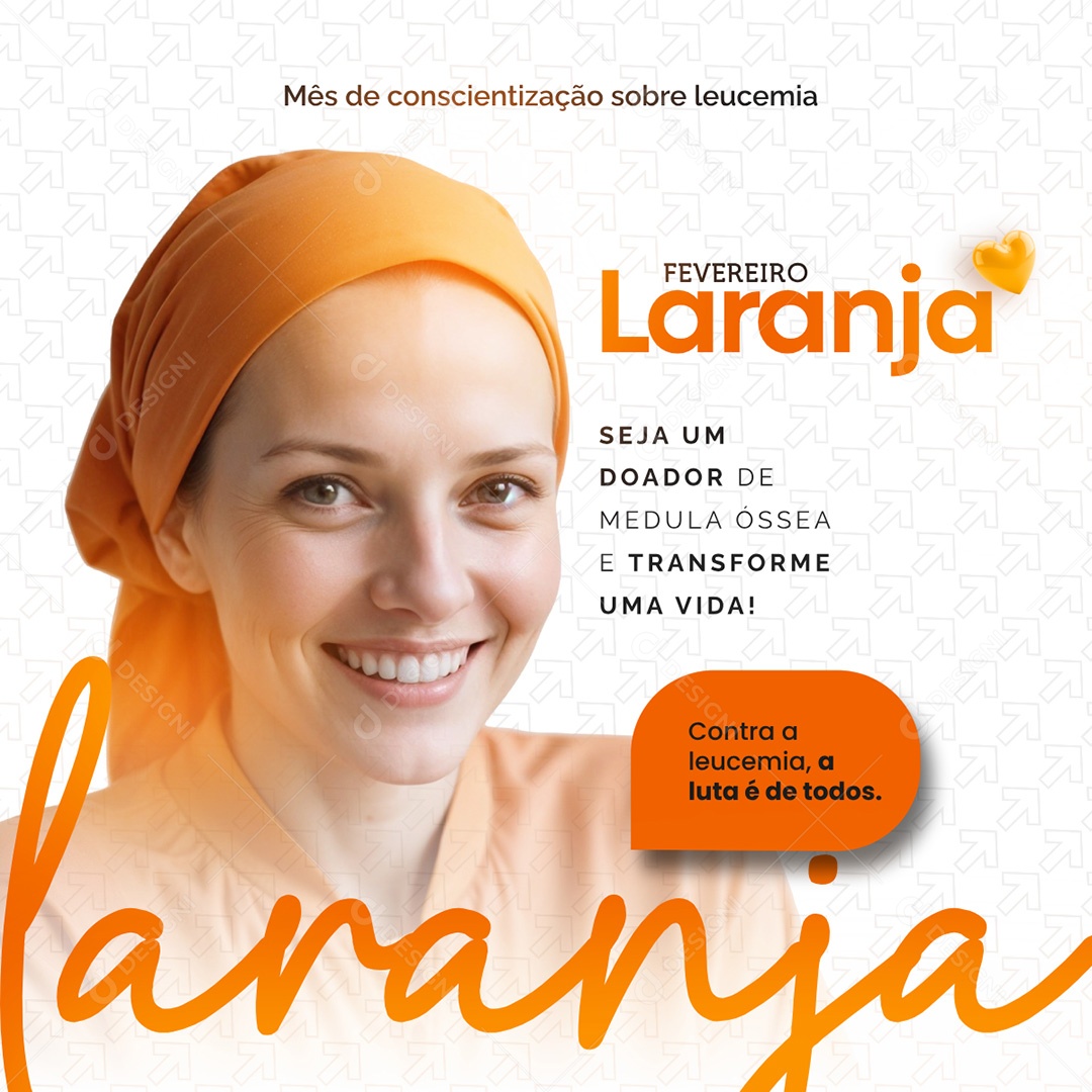 Fevereiro Laranja Seja um Doador Social Media PSD Editável