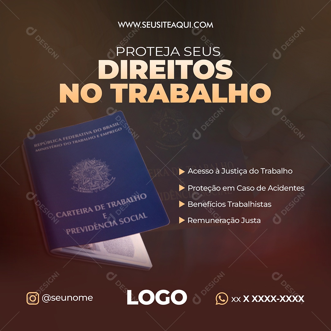 Advocacia Proteja Seus Direitos No Trabalho Social Media PSD Editável