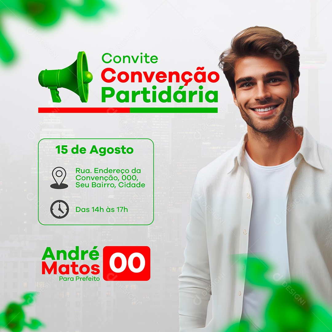 Convite de Convenção Partidária Social Media PSD Editável