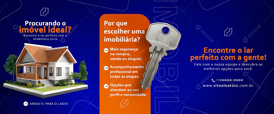 Banner Imobiliária Encontre o Lar Perfeito Com a Gente Social Media PSD Editável