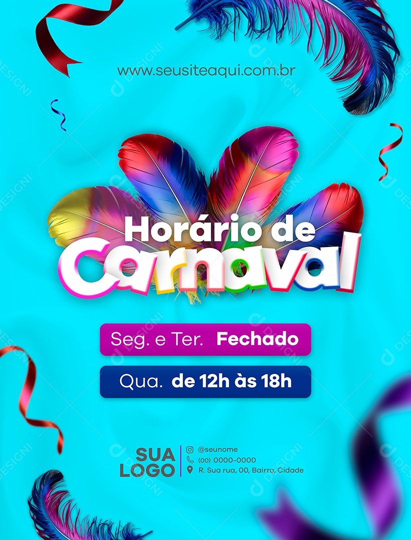 Horário De Carnaval Social Media PSD Editável