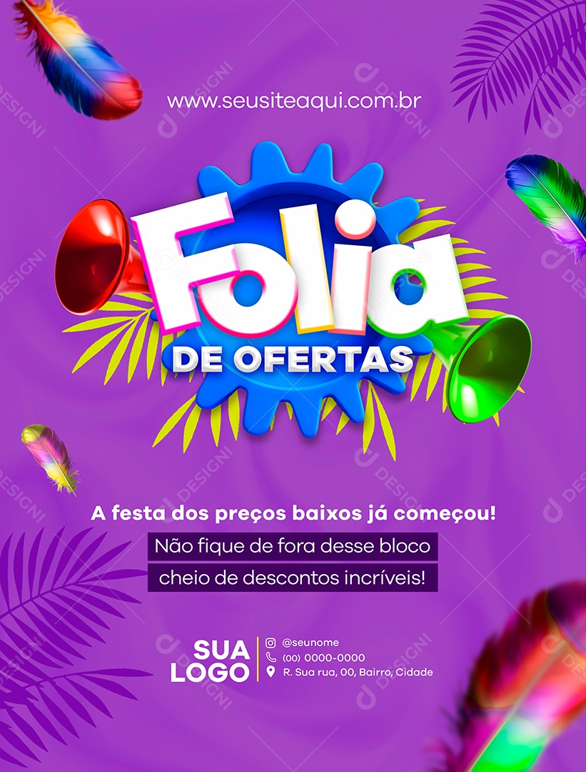 Folia De Ofertas A Festa de Preços Baixos Já Começou Social Media PSD Editável