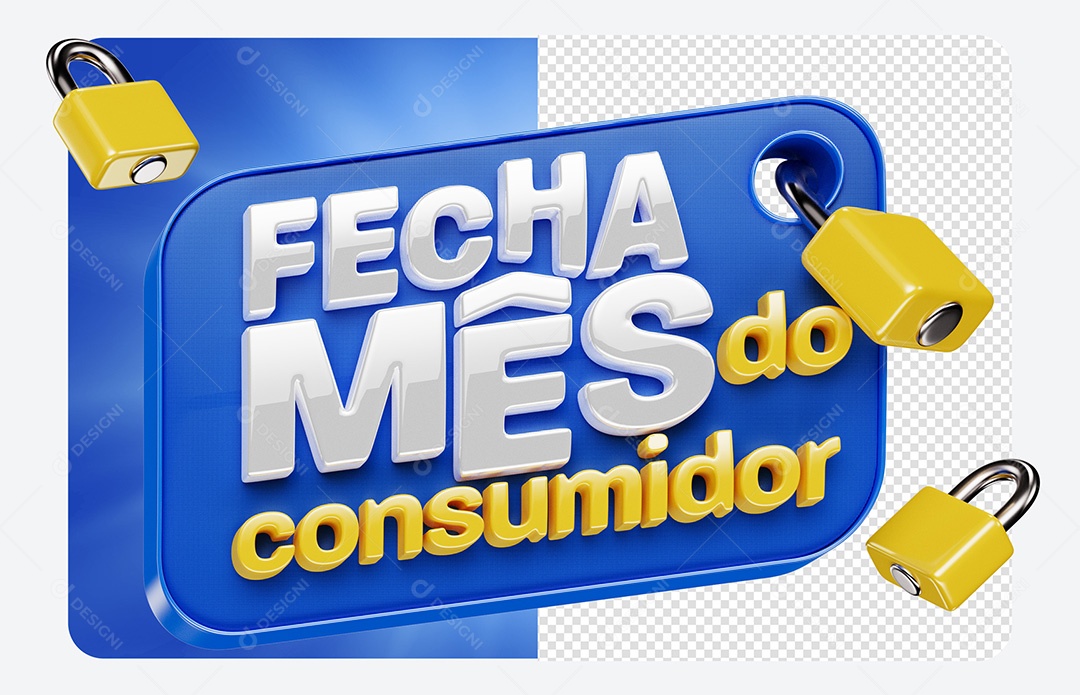 Selo 3D Fecha Mês do Consumidor Para Composição PSD