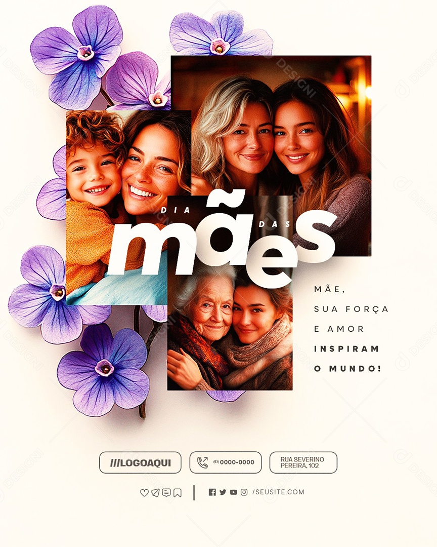 Dia das Mães 11 de Maio Mãe Sua Força e Amor Social Media PSD Editável