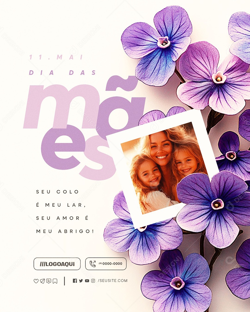 Dia das Mães 11 de Maio Seu Colo é Meu Lar Social Media PSD Editável