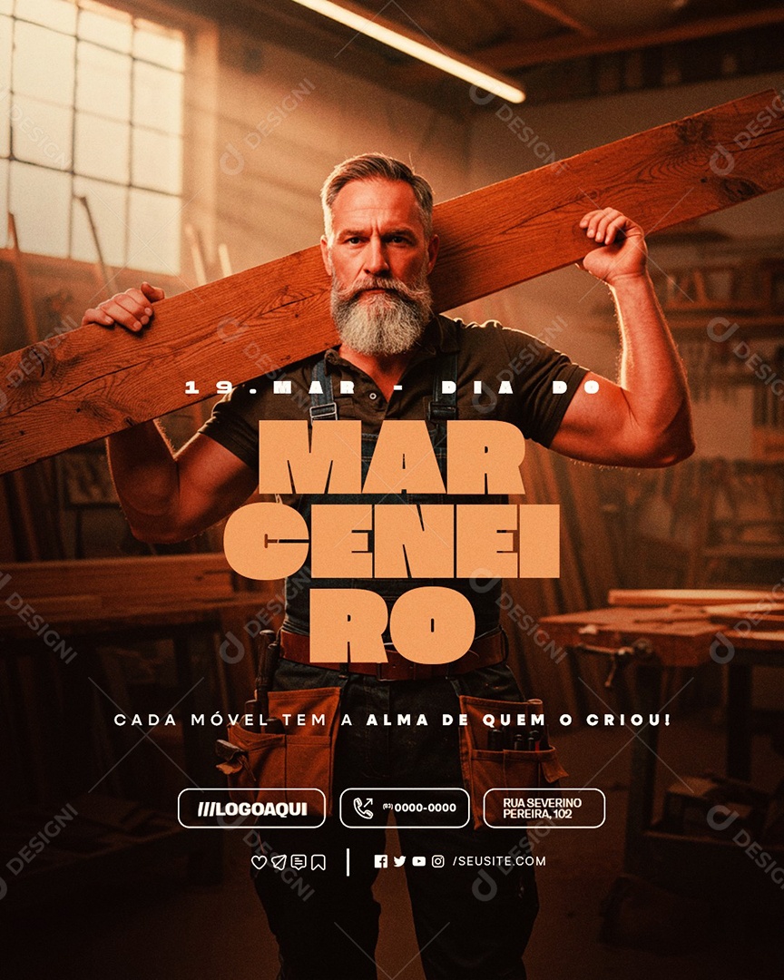 Dia do Marceneiro 19 de Março Social Media PSD Editável