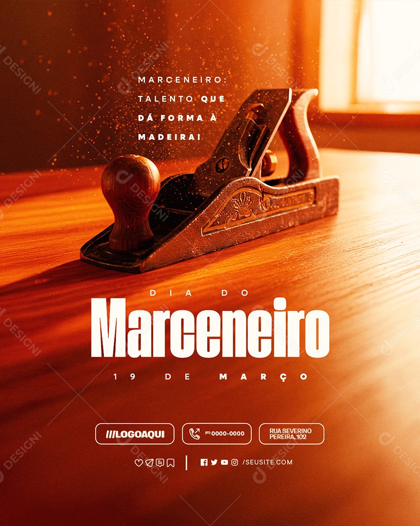 Dia do Marceneiro 19 de Março Que Dá Forma à Madeira Social Media PSD Editável