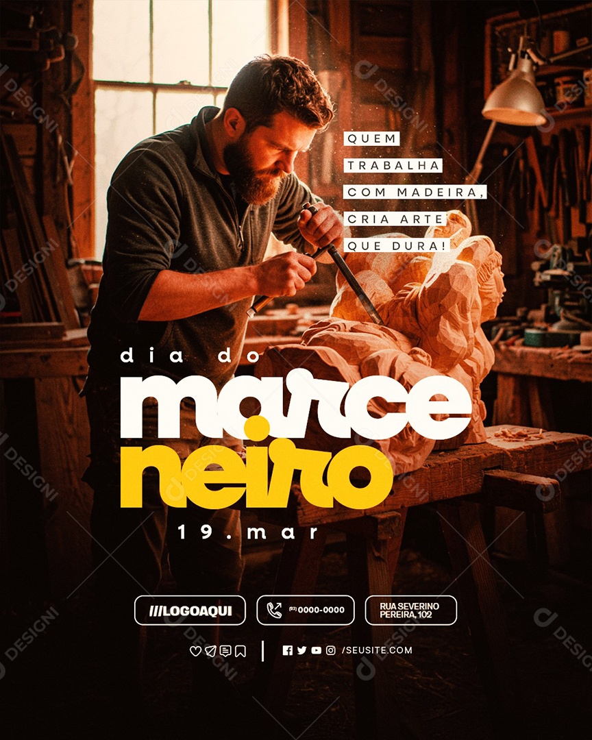 Dia do Marceneiro 19 de Março Social Media PSD Editável