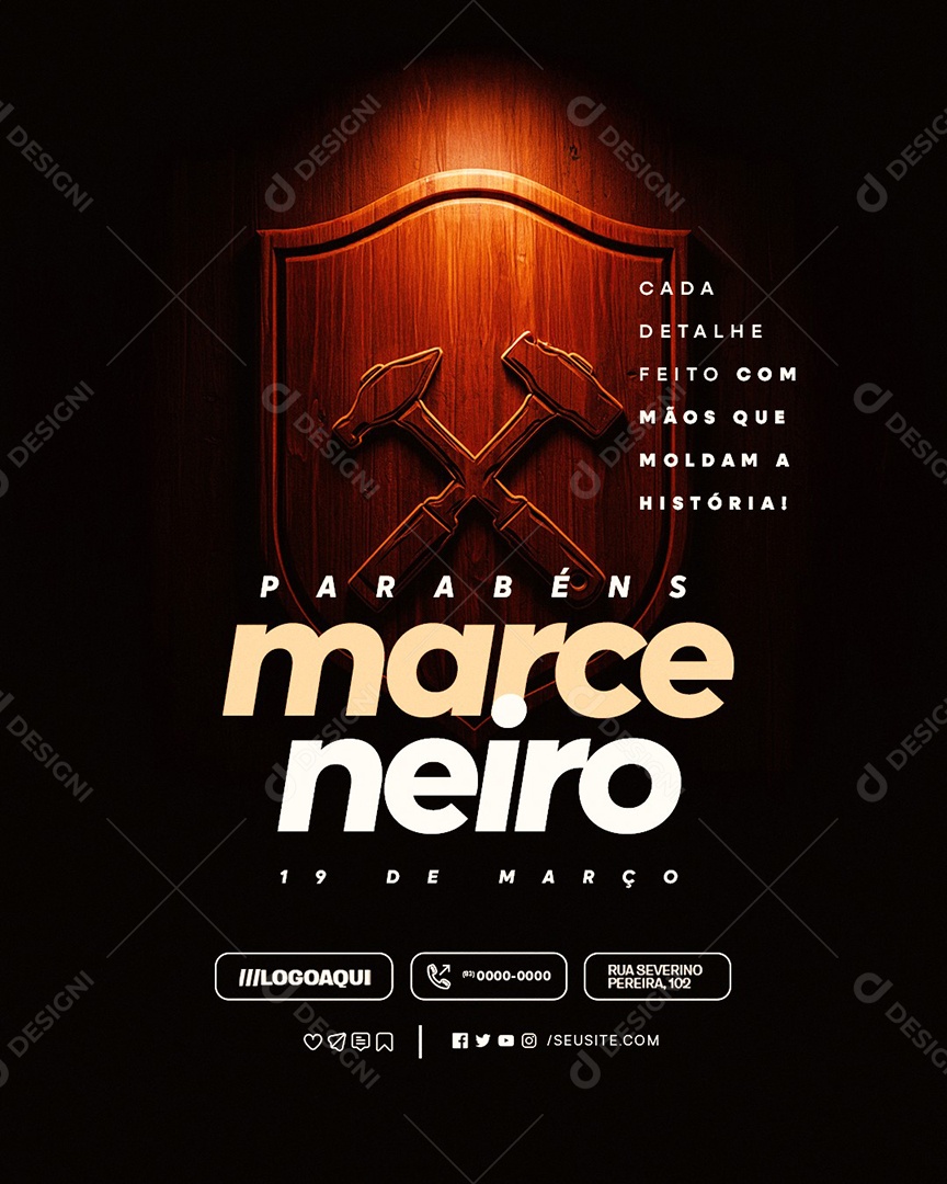 Dia do Marceneiro 19 de Março Parabéns Social Media PSD Editável