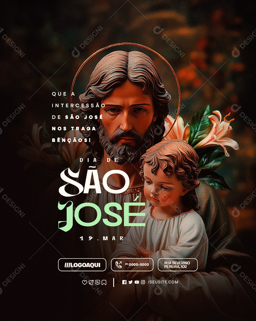 Dia de São José 19 de Março Social Media PSD Editável