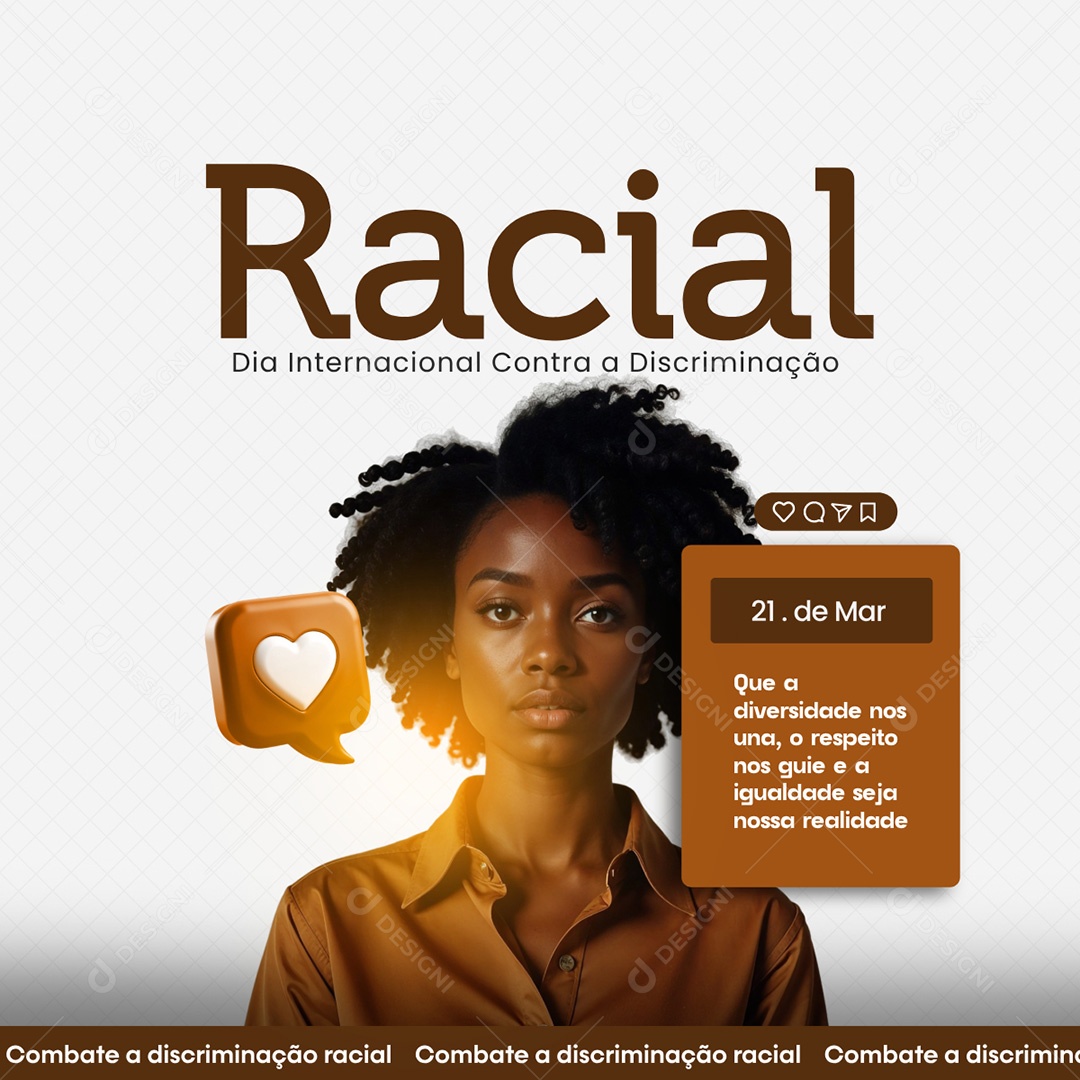 Dia Internacional Contra a Discriminação Racial Social Media PSD Editável