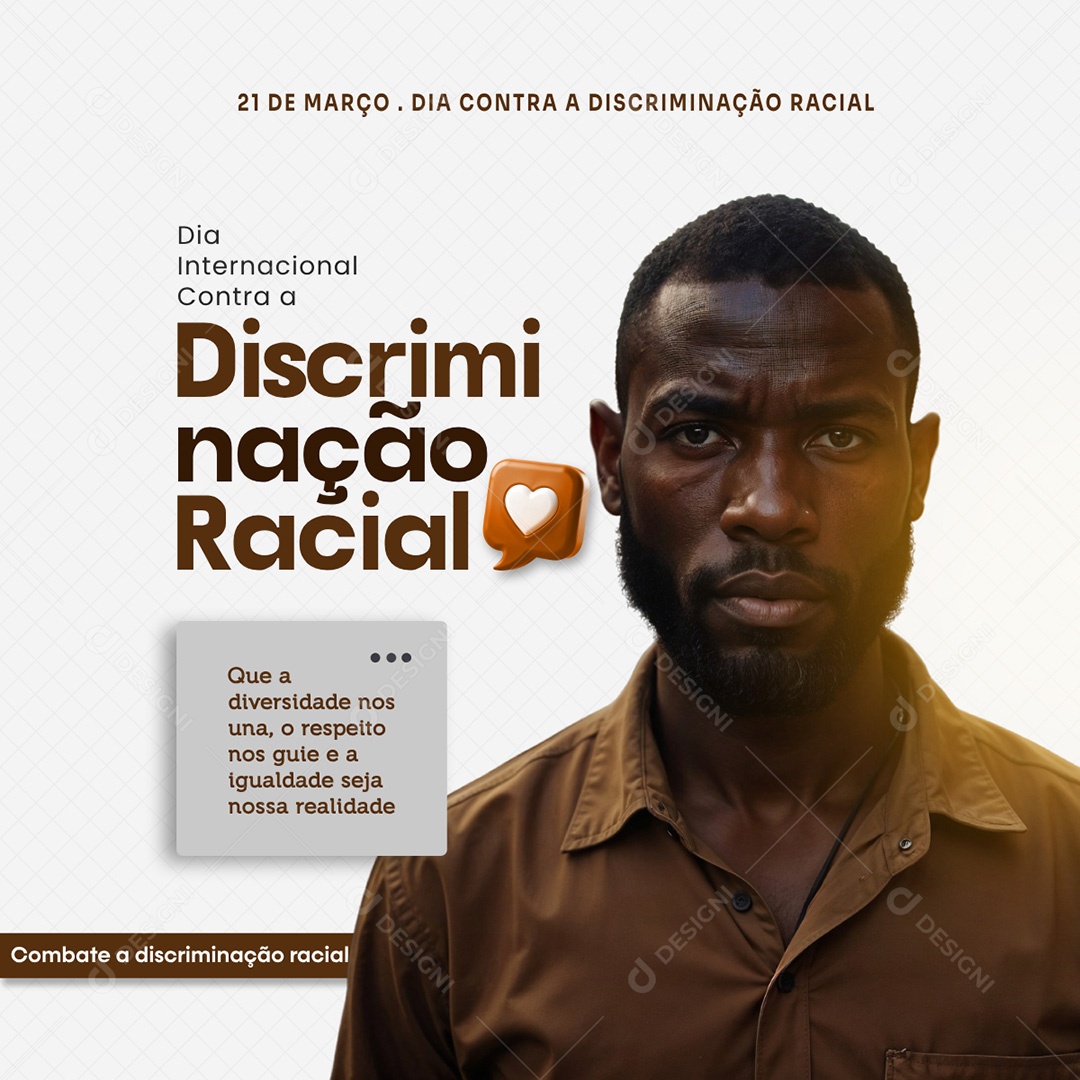 Dia Internacional Contra a Discriminação Racial Social Media PSD Editável