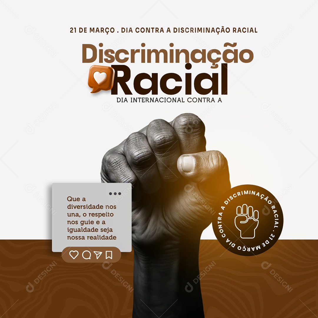 Dia Internacional Contra a Discriminação Racial Social Media PSD Editável