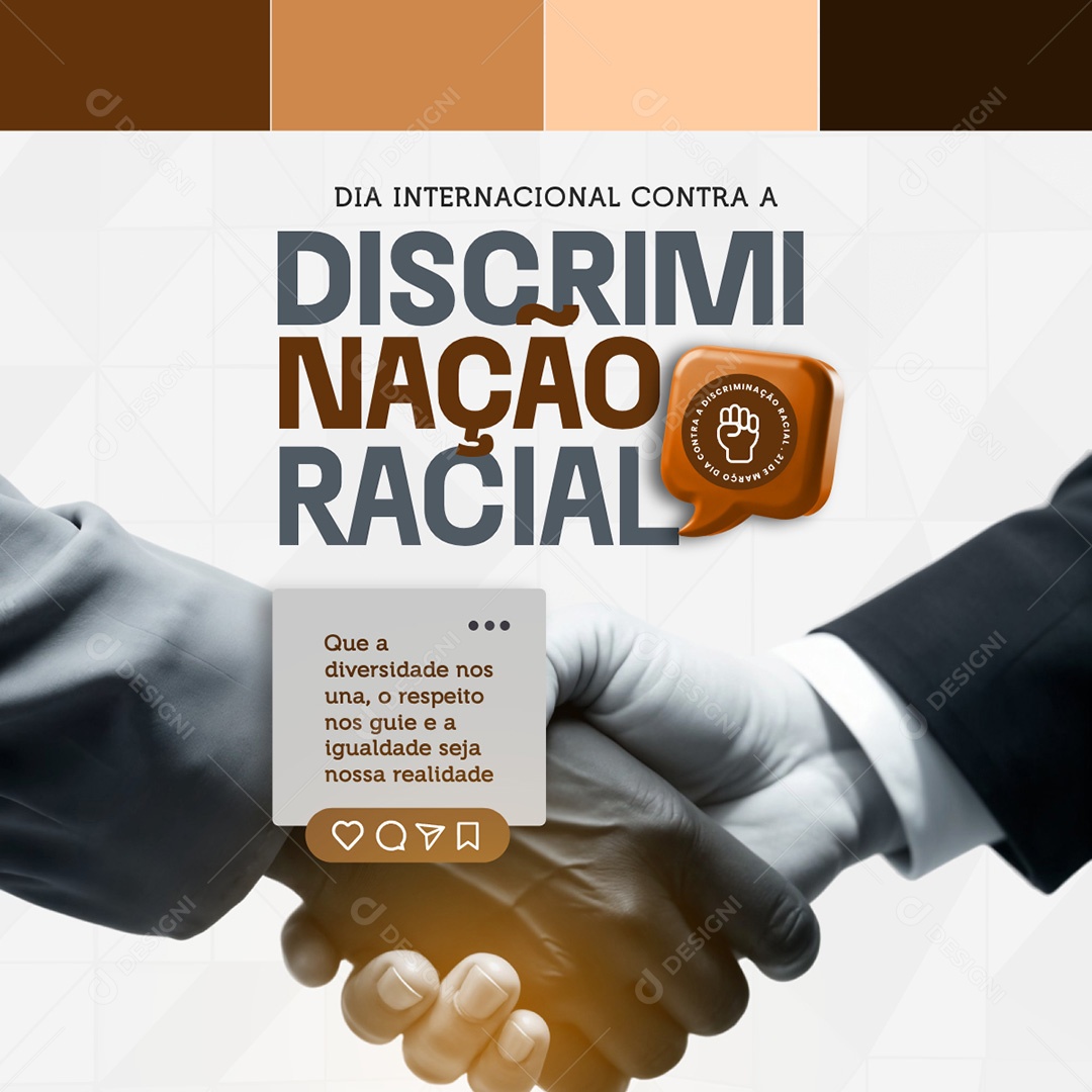 Dia Internacional Contra a Discriminação Racial Social Media PSD Editável