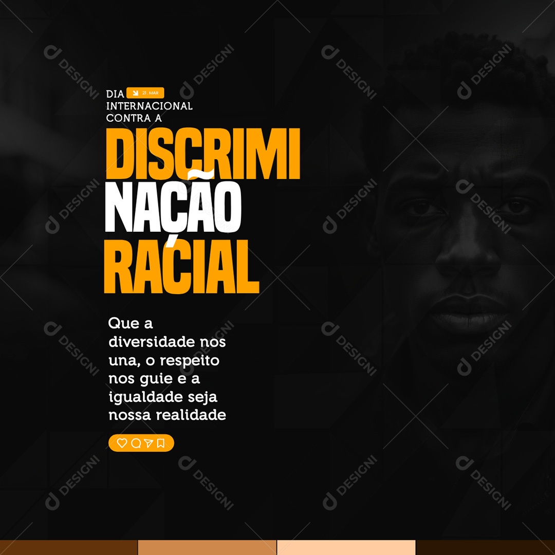 Dia Internacional Contra a Discriminação Racial Social Media PSD Editável