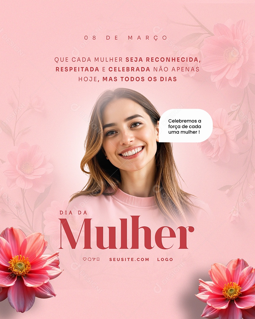 Dia Internacional das Mulheres 08 de Março Social Media PSD Editável