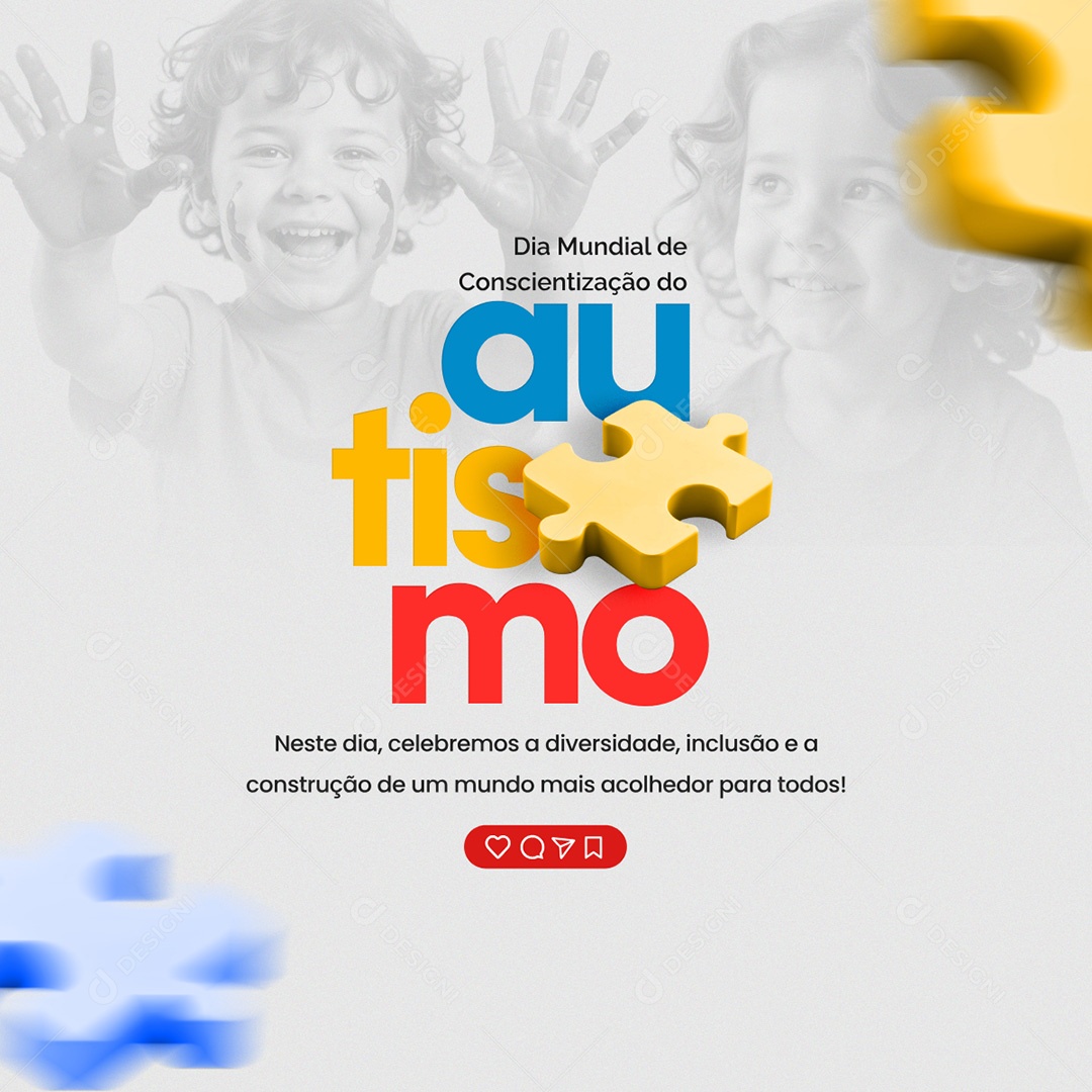 Dia Mundial da Conscientização do Autismo Abril Azul Social Media PSD Editável