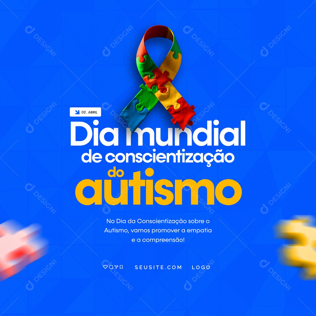 Dia Mundial de Conscientização do Autismo Abril Azul Social Media PSD Editável