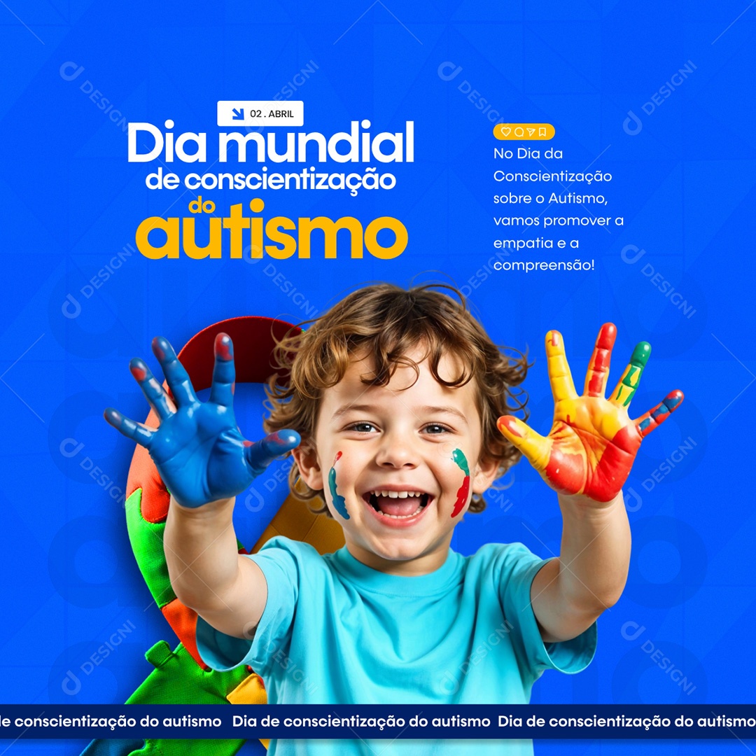 Dia Mundial de Conscientização do Autismo Abril Azul Social Media PSD Editável