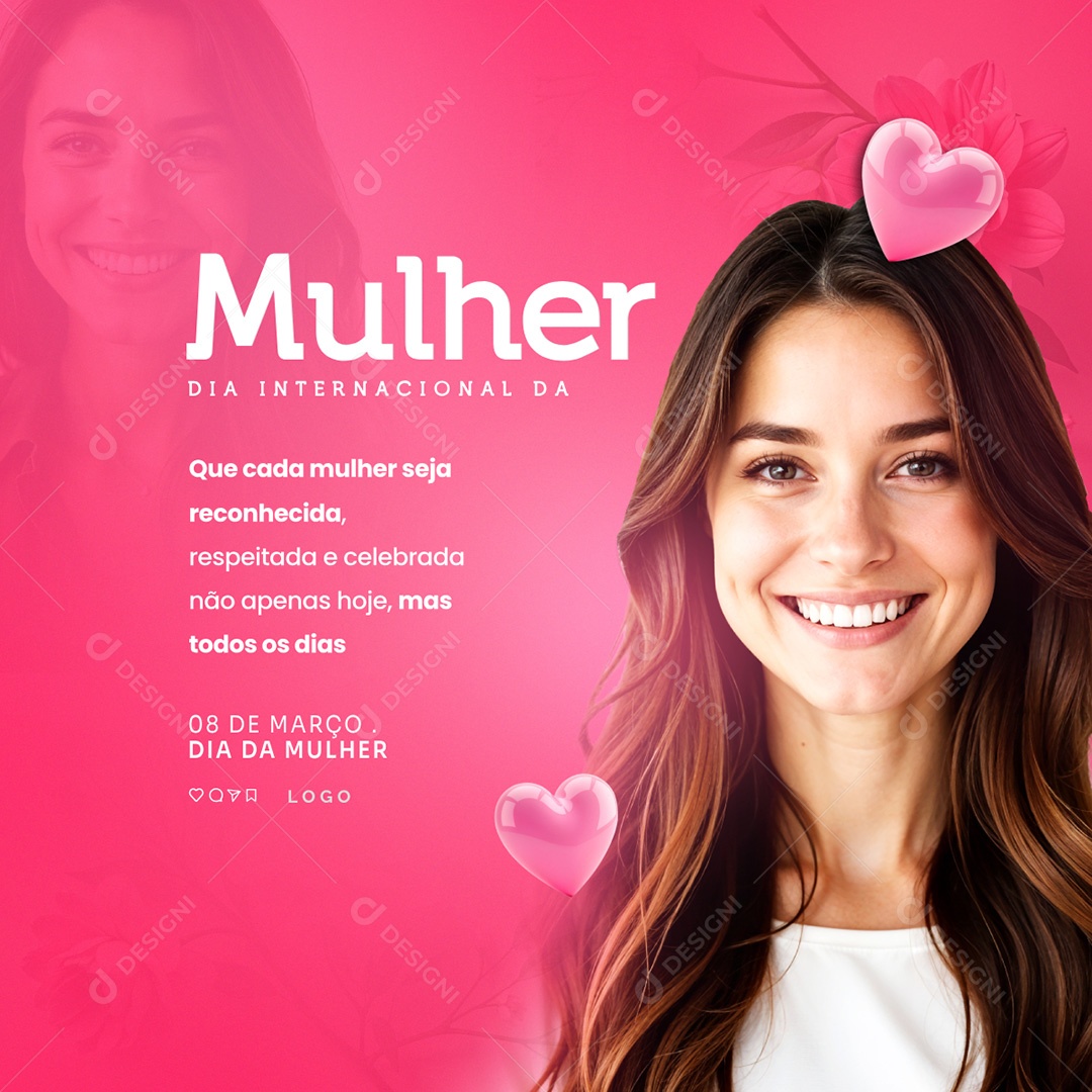 Dia Internacional Da Mulher 08 de Março Social Media PSD Editável