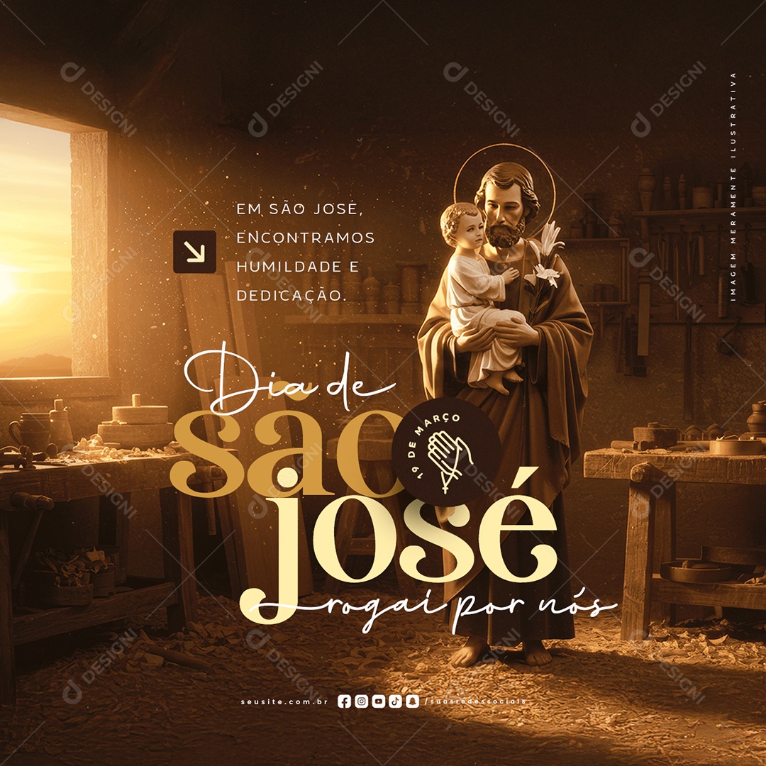 Dia de São José 19 de Março Rogaí Por Nós Social Media PSD Editável