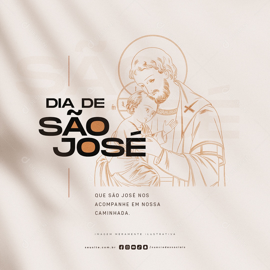 Dia de São José 19 de Março Acompanhe em Nossa Caminhada Social Media PSD Editável