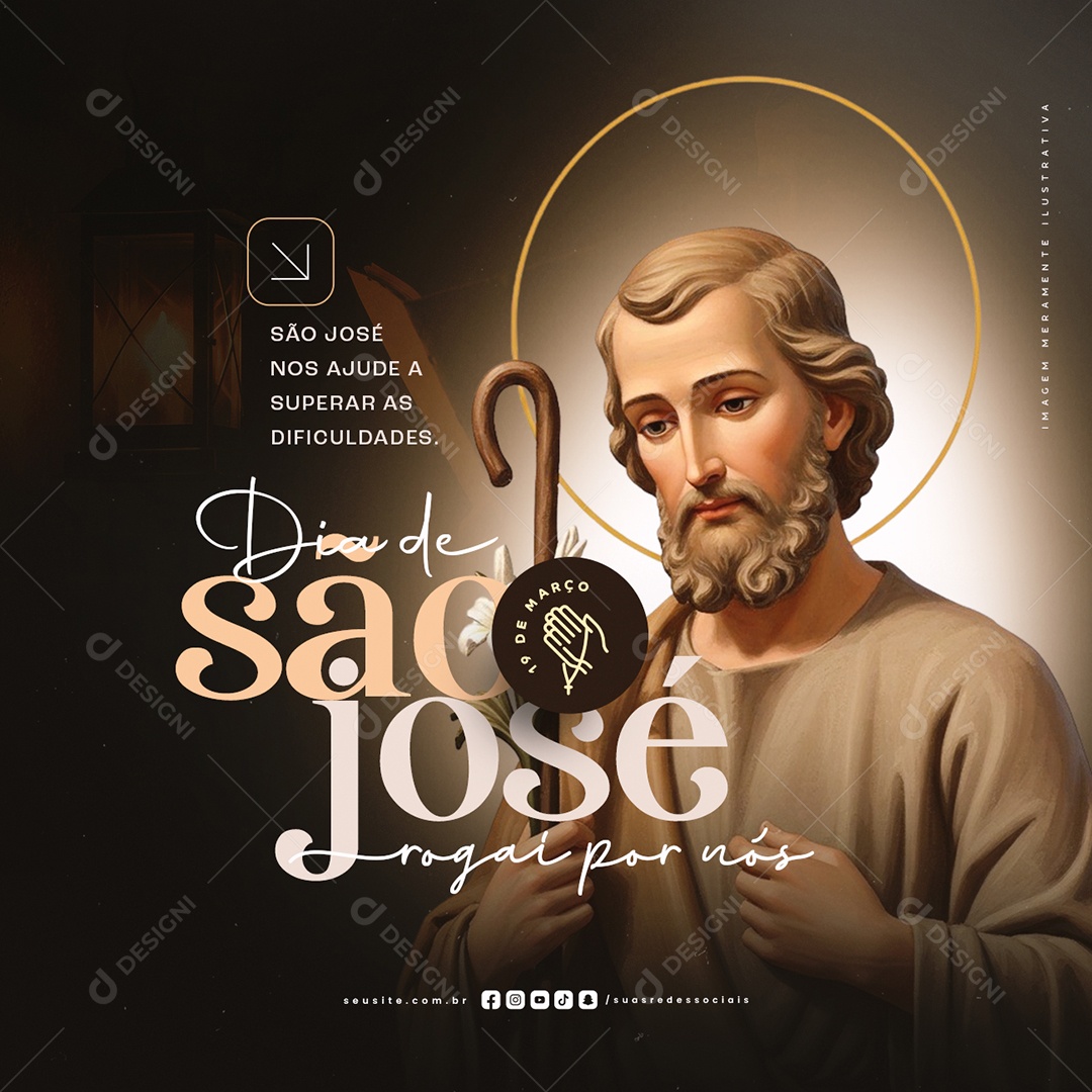 Dia de São José 19 de Março Ajude a Superar Social Media PSD Editável