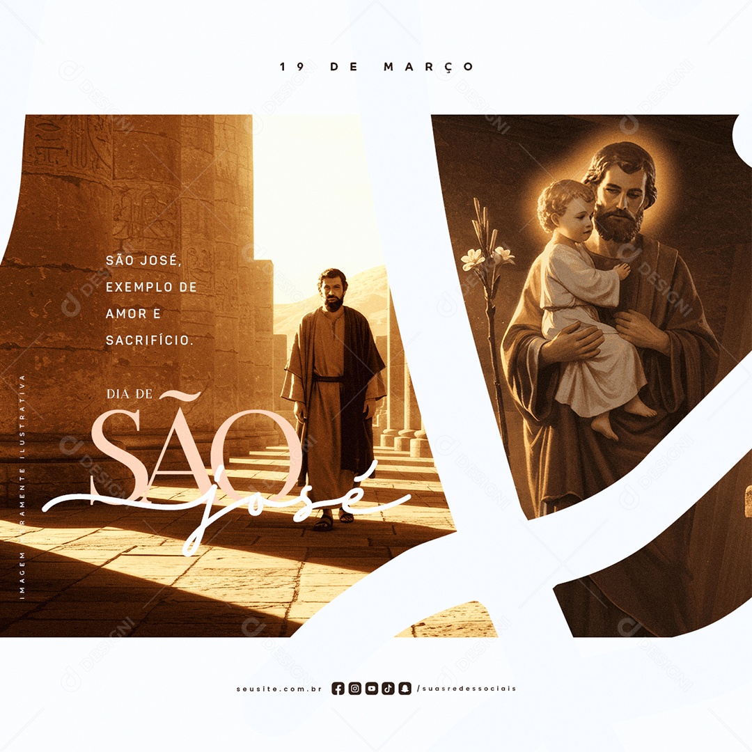Dia de São José 19 de Março Amor e Sacrifício Social Media PSD Editável