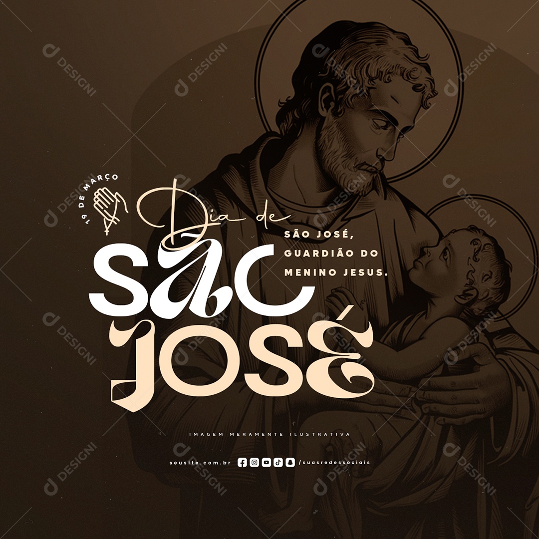 Dia de São José 19 de Março Social Media PSD Editável