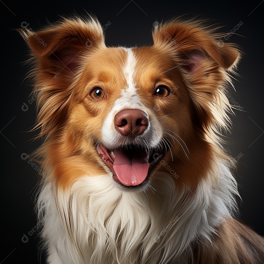 Retrato de cachorro feliz com fundo preto