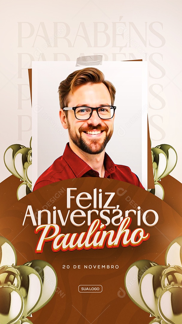 Story Feliz Aniversário Parabéns Paulinho Social Media PSD Editável