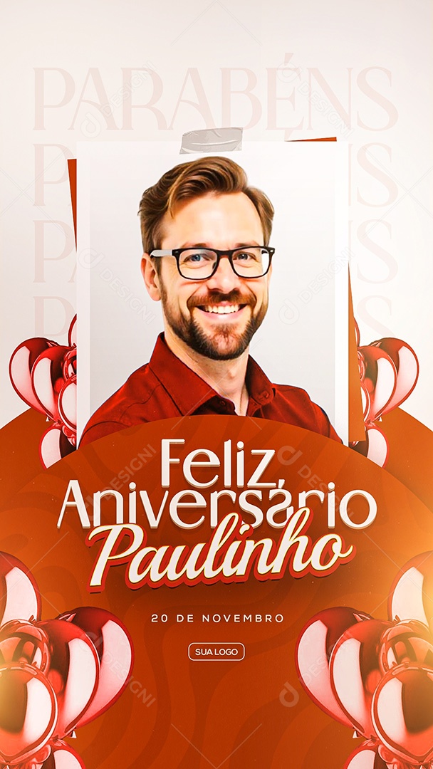Story Feliz Aniversário Parabéns Paulinho Social Media PSD Editável