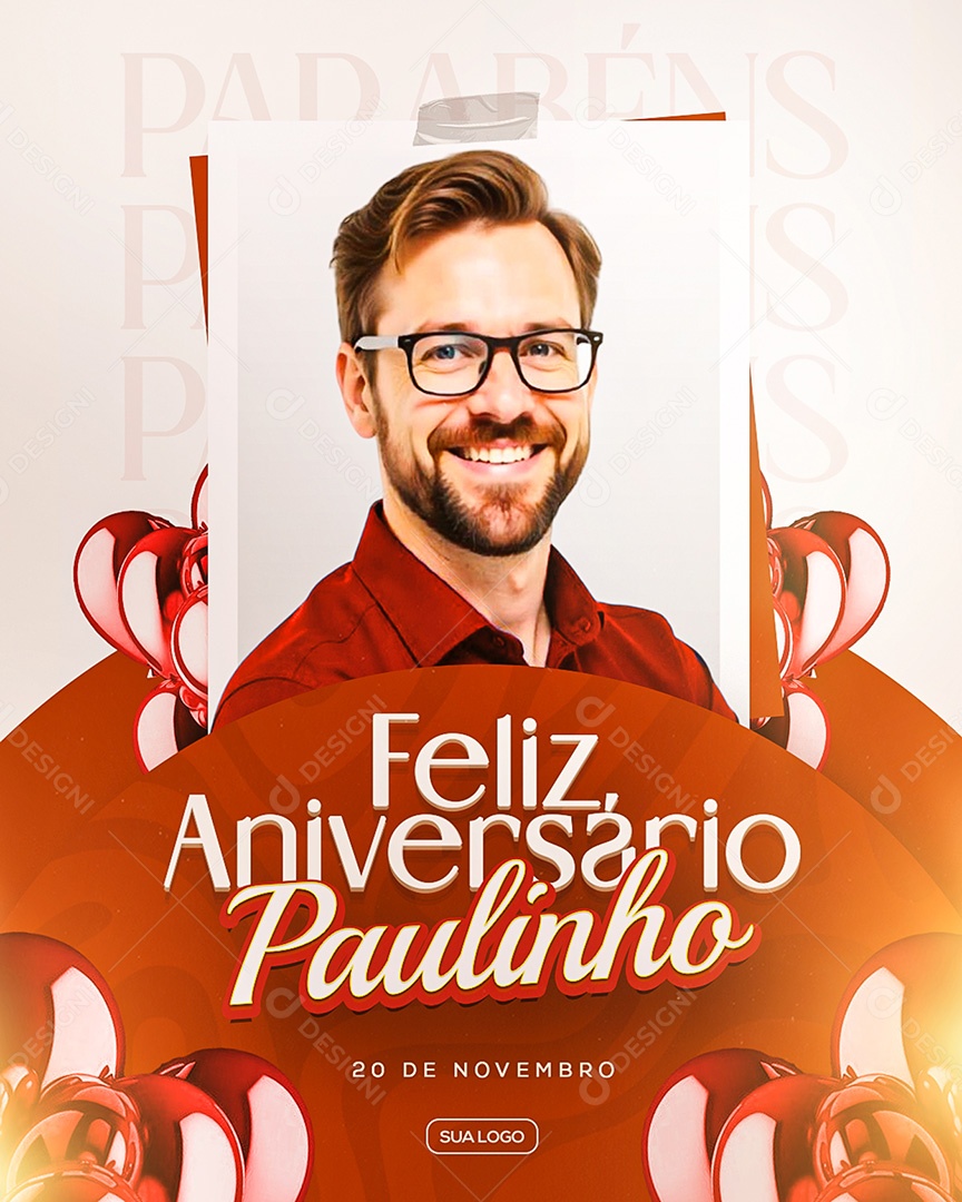 Feliz Aniversário Parabéns Paulinho Social Media PSD Editável