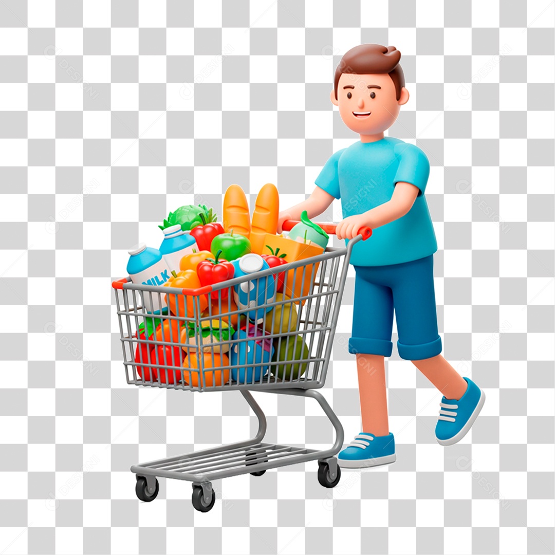 Homem Empurrando Carrinho PNG Transparente