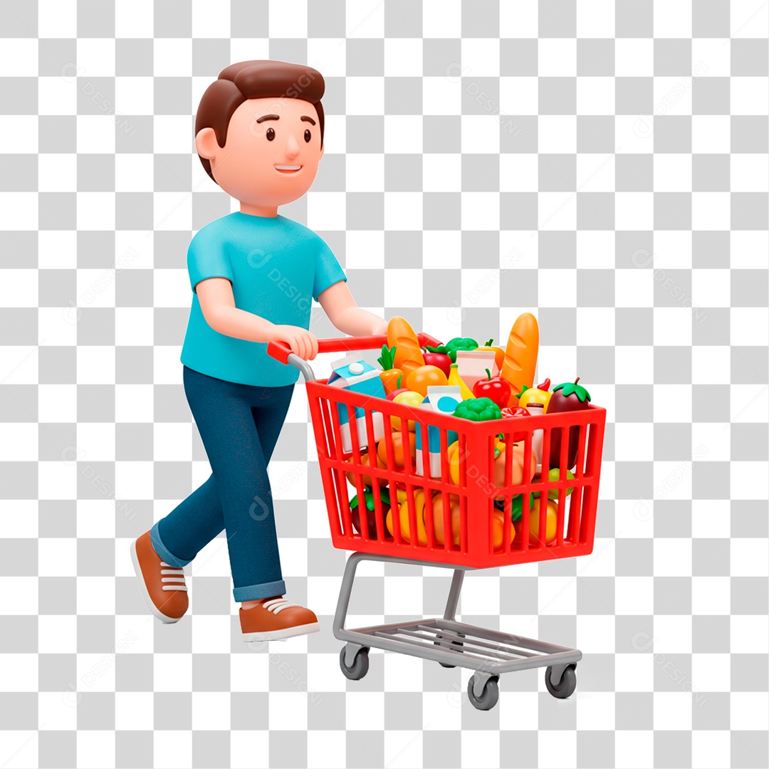 Homem Empurrando Carrinho PNG Transparente