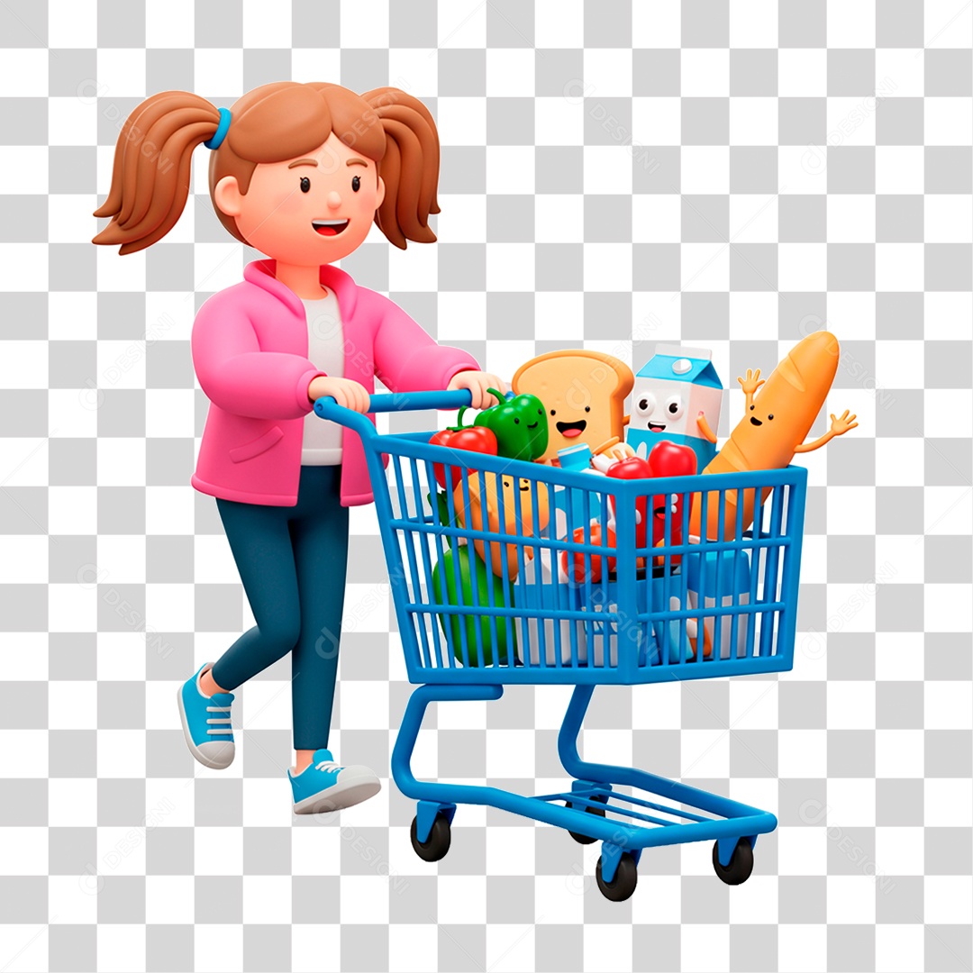 Mulher Empurrando Carrinho PNG Transparente