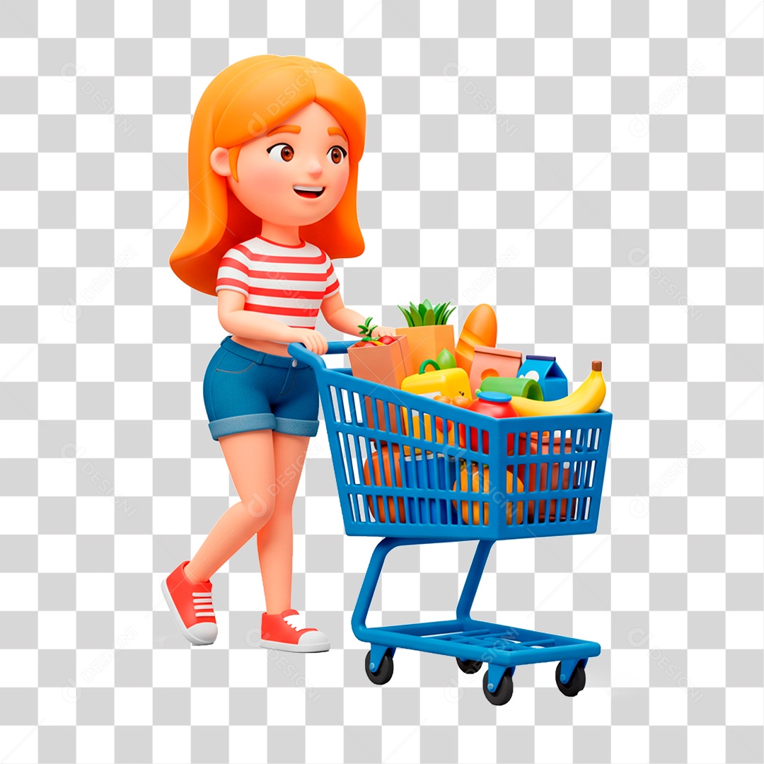 Mulher Empurrando Carrinho PNG Transparente