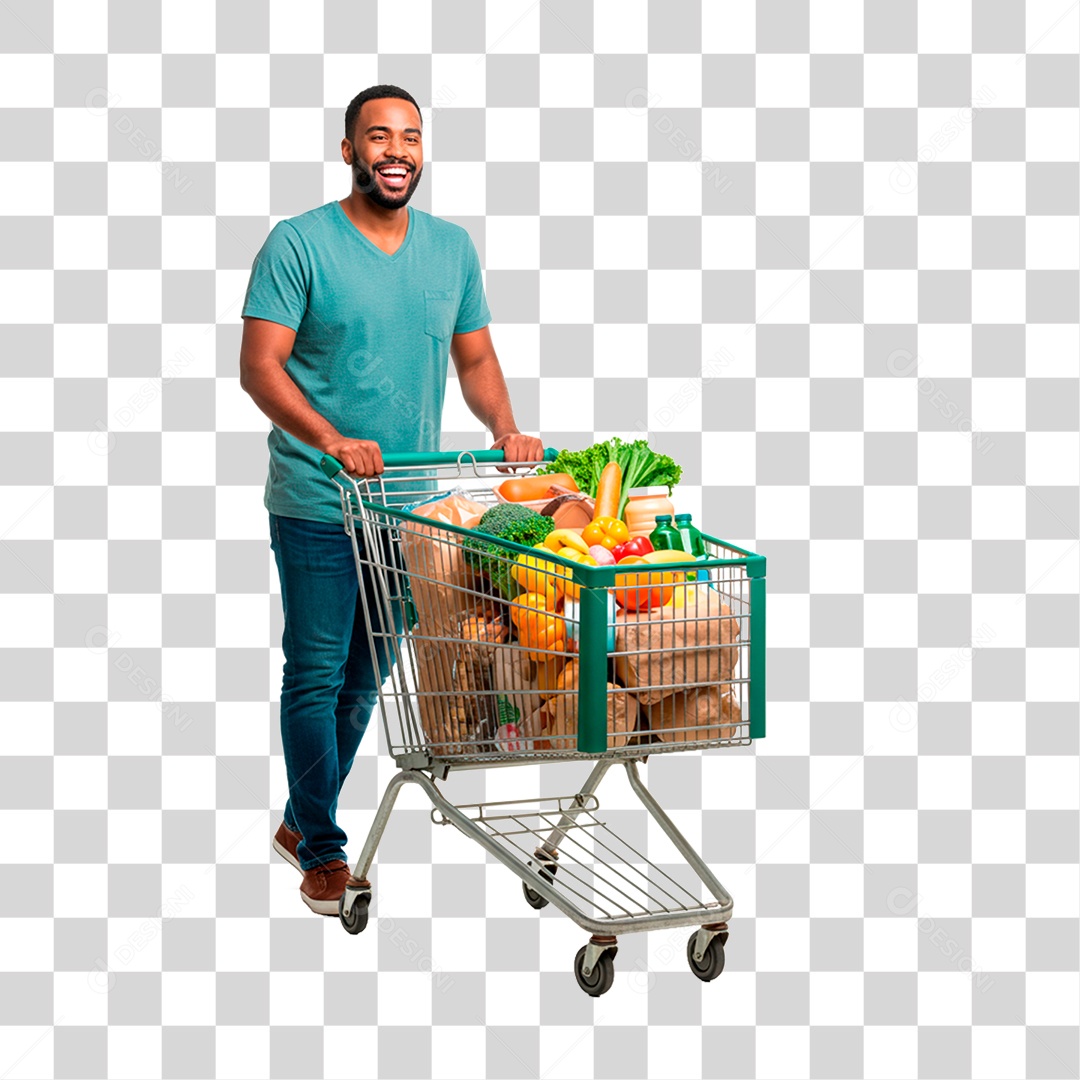 Homem Empurrando Carrinho PNG Transparente