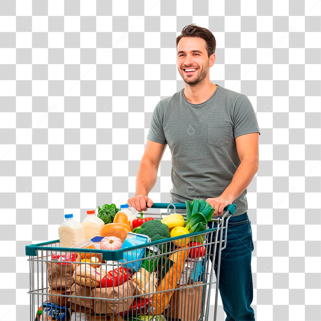 Homem Empurrando Carrinho PNG Transparente