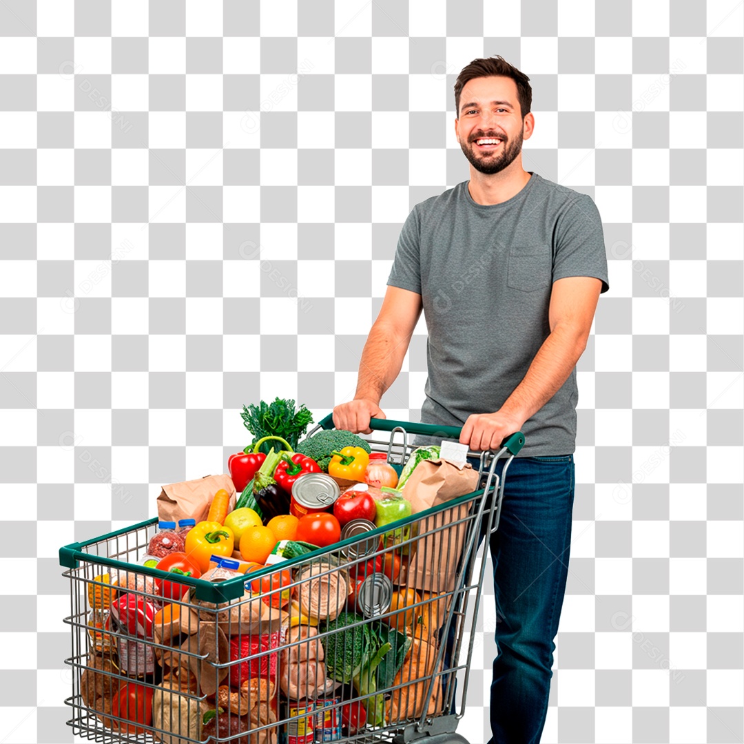 Homem Empurrando Carrinho PNG Transparente